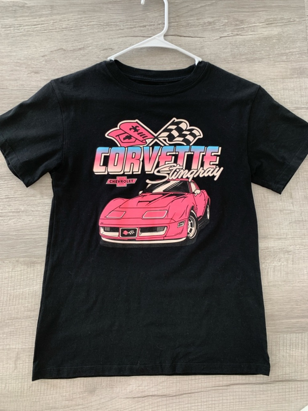 GM Corvette Stingray Graphic Tee - Black with Pink Accent, Size XS. - Picture 7 of 9